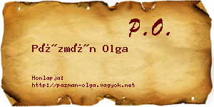 Pázmán Olga névjegykártya